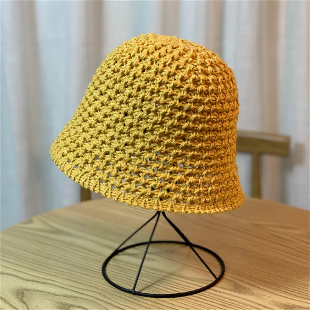 Summer Thin Woolen Knitted Leisure Bucket Hat