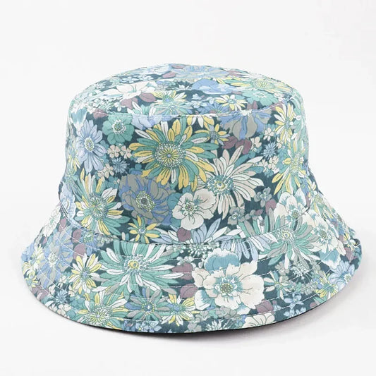 Cartoon Flower Print Cotton Bucket Hat