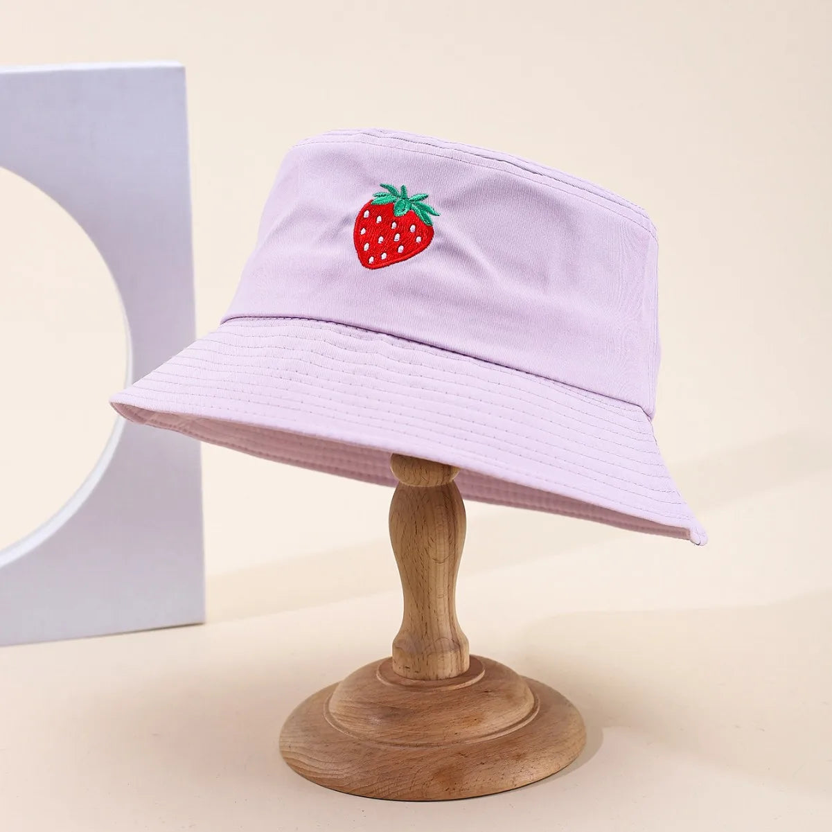 Cute Strawberry Embroidered Summer Bucket Hat