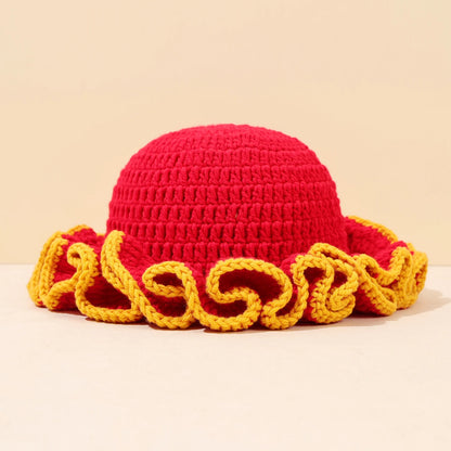Multicolor Ruffle Knitted Wool Bucket Hat
