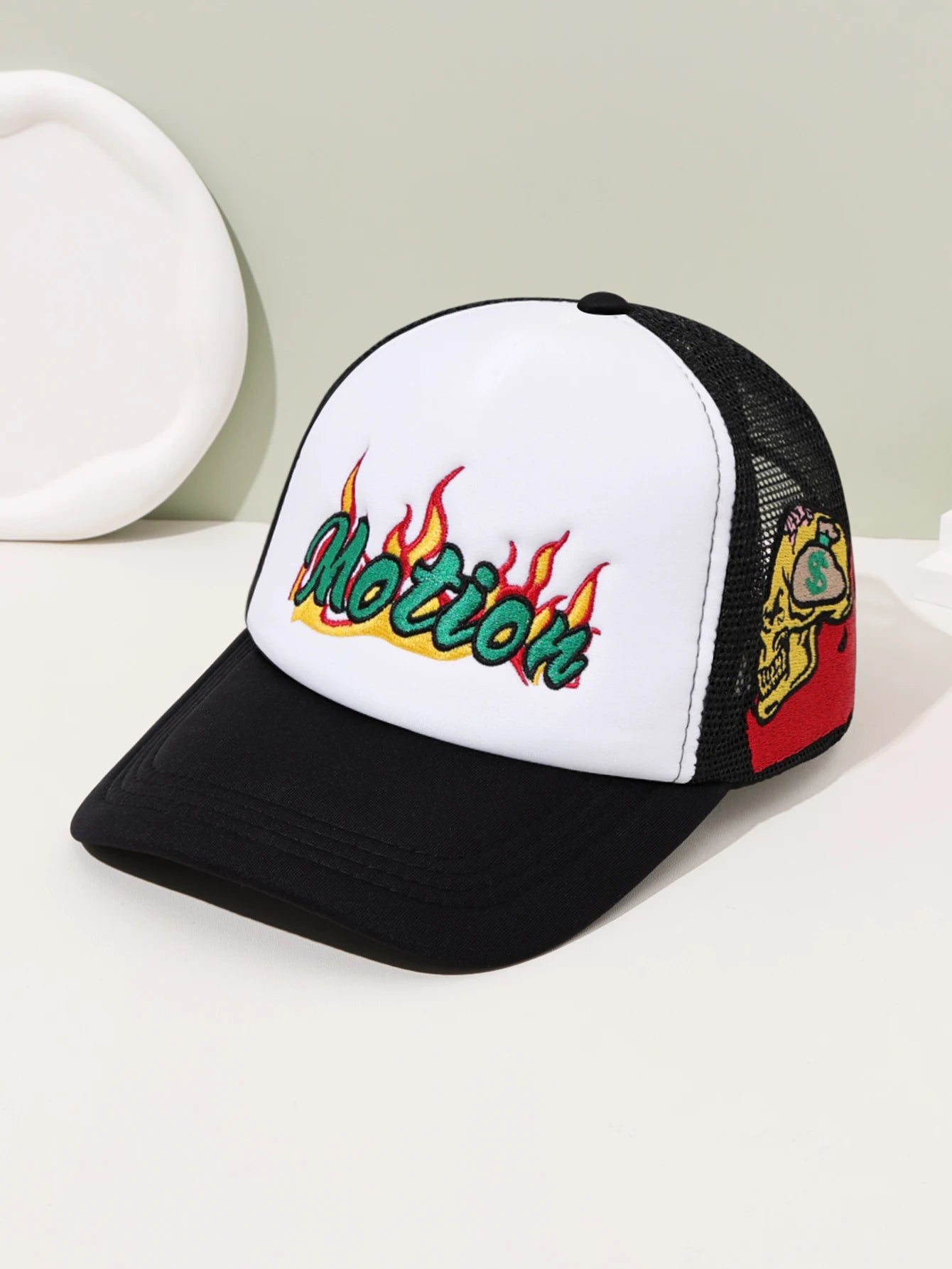 Unisex Motion Flame Embroidery Baseball Net Caps