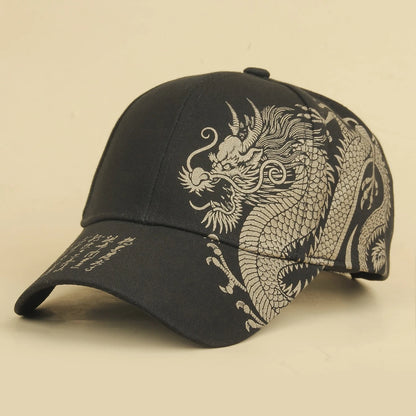 Gold Dragon Embossed Adjustable Baseball Cap