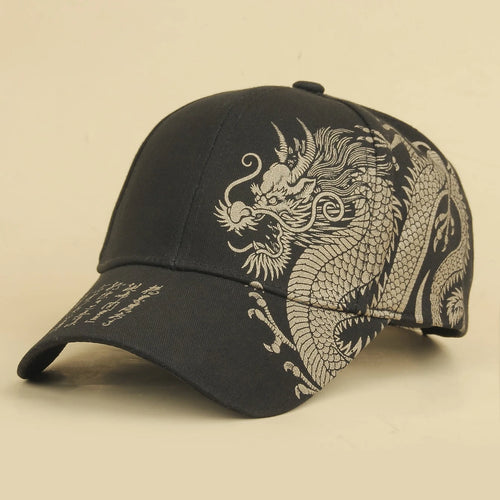 Gold Dragon Embossed Adjustable Baseball Cap