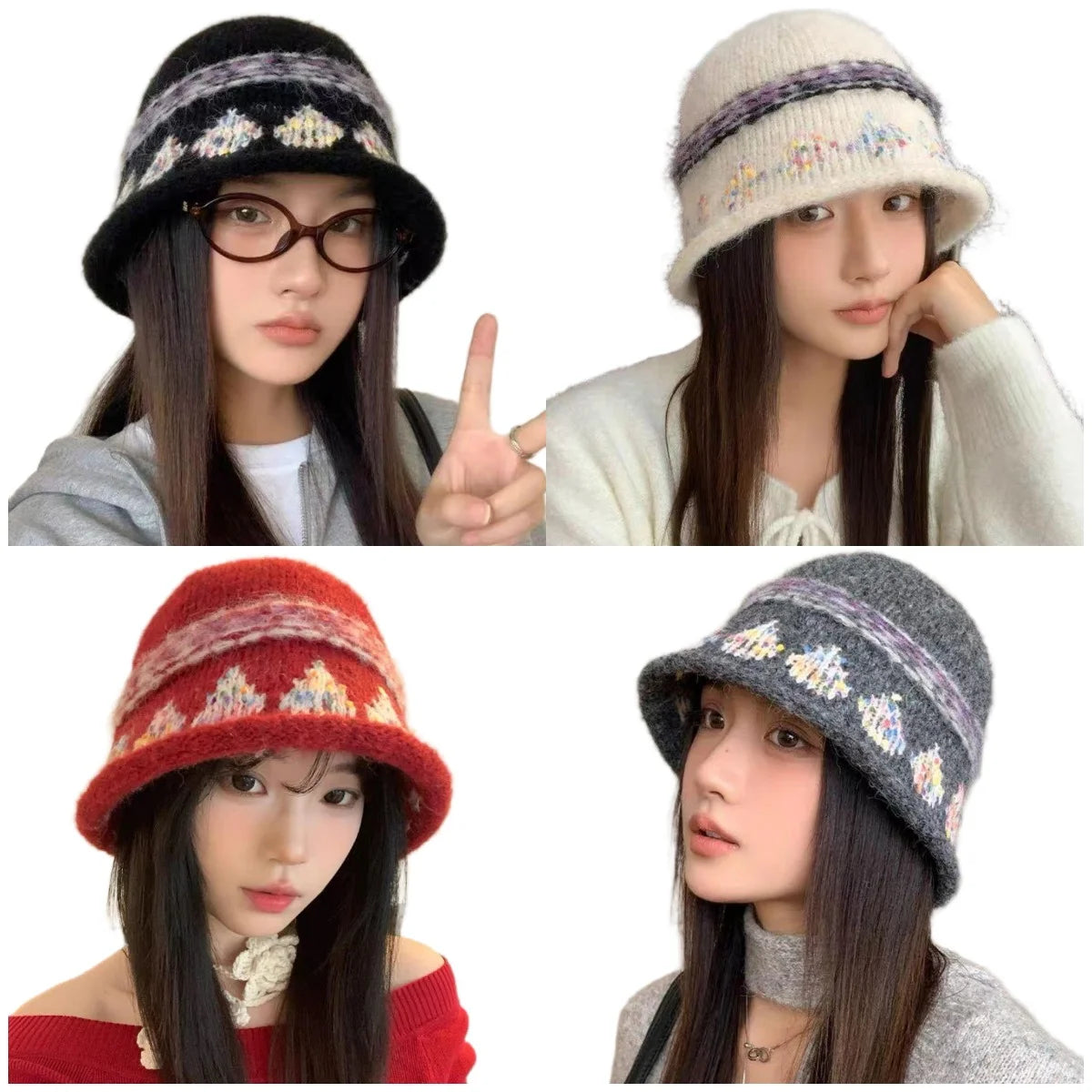 Jacquard Knitted Bucket Hat