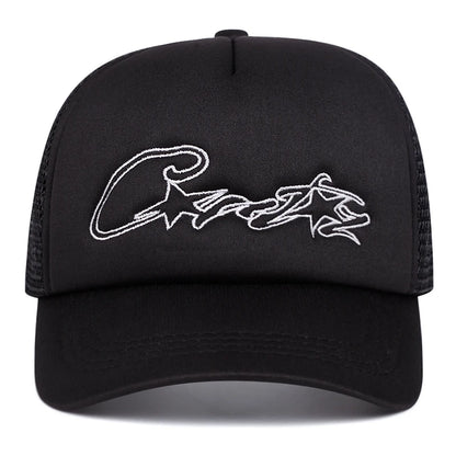 C Star Embroidered Mesh Baseball Hat