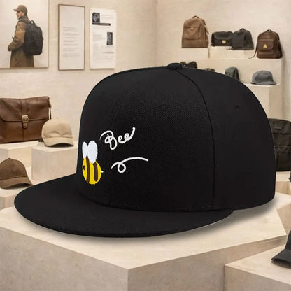 Bee Graphic Streetwear Flat Brim Snapback Cap