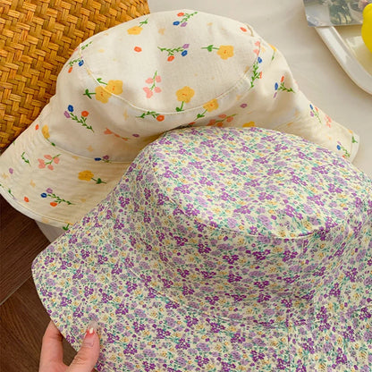 Floral Print Double Sided Lacing Bucket Hat
