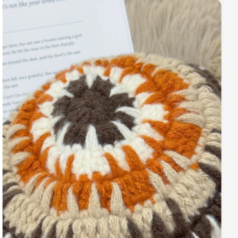 Hand Crochet Color Block Bucket Hat