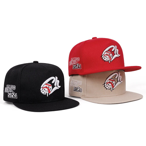 CH Tennis Embroidered Streetwear Flat Brim Hip Hop Cap Unisex