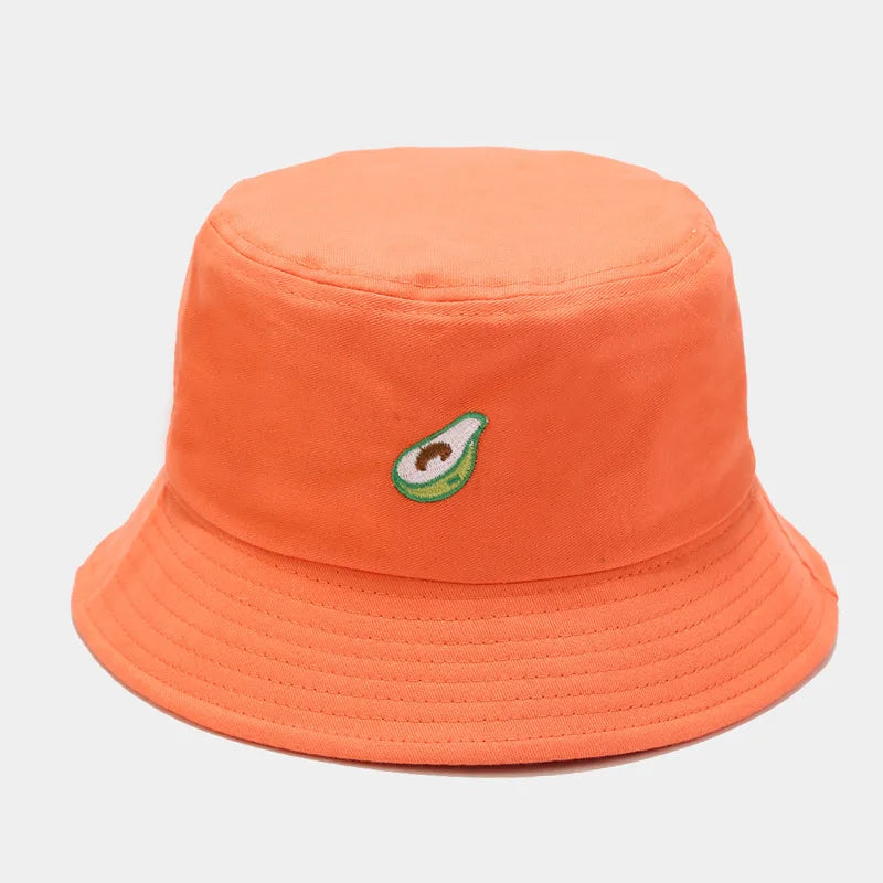 Cartoon Fruit Embroidered Cotton Bucket Hat