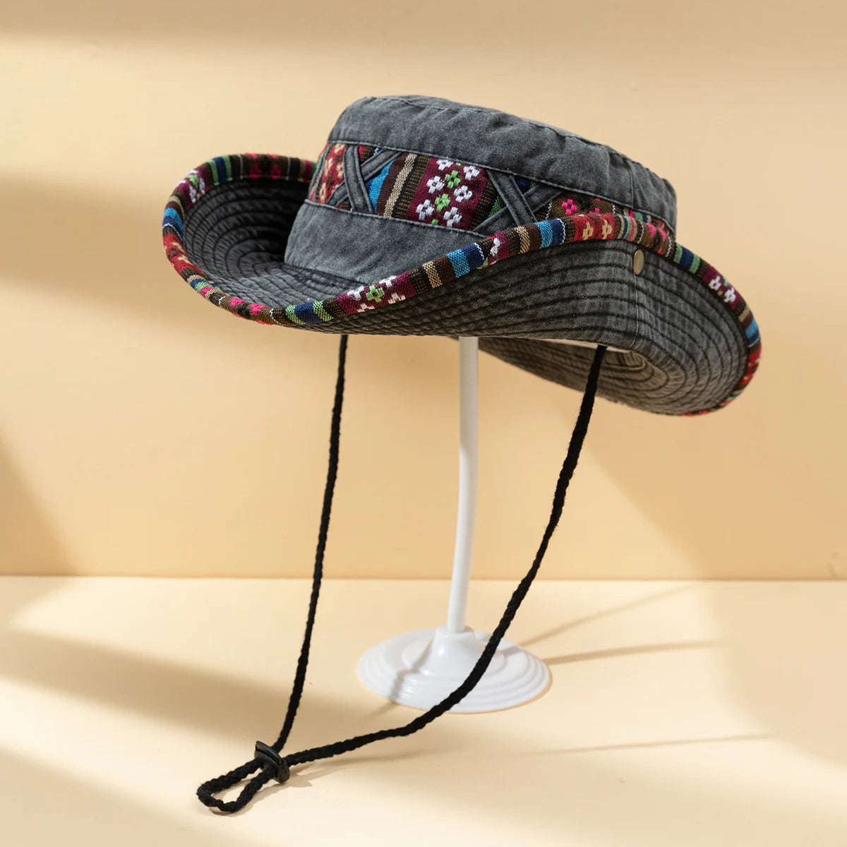 Vintage Western Cowboy Wide Brim Bucket Hat