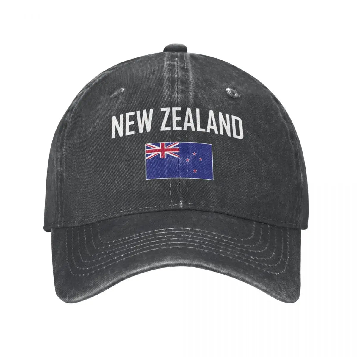 New Zealand Flag Charcoal Washed Denim Baseball Cap