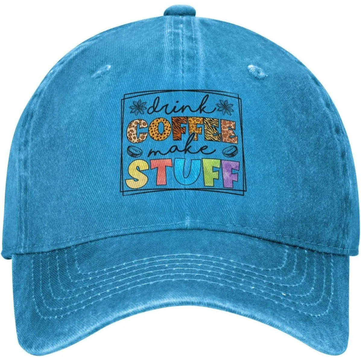 Drink Coffee Make Stuff Vintage Washed Denim Baseball Cap