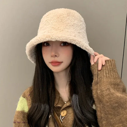 Women's Plush Fur Bucket Hat