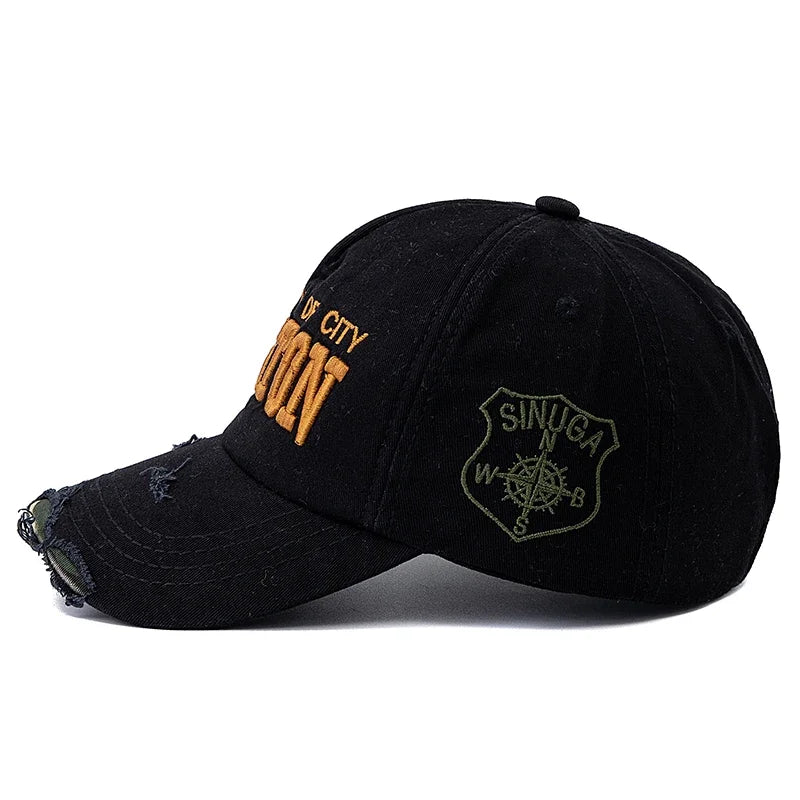 Boston Letter Embroidery Vintage Cotton Baseball Cap Unisex