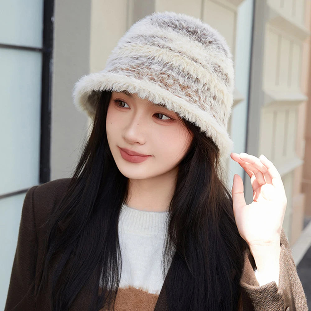 Gradient Plush Earflap Winter Bucket Hat