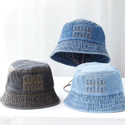 Cool Blue Cowboy Denim String Summer Bucket Hat