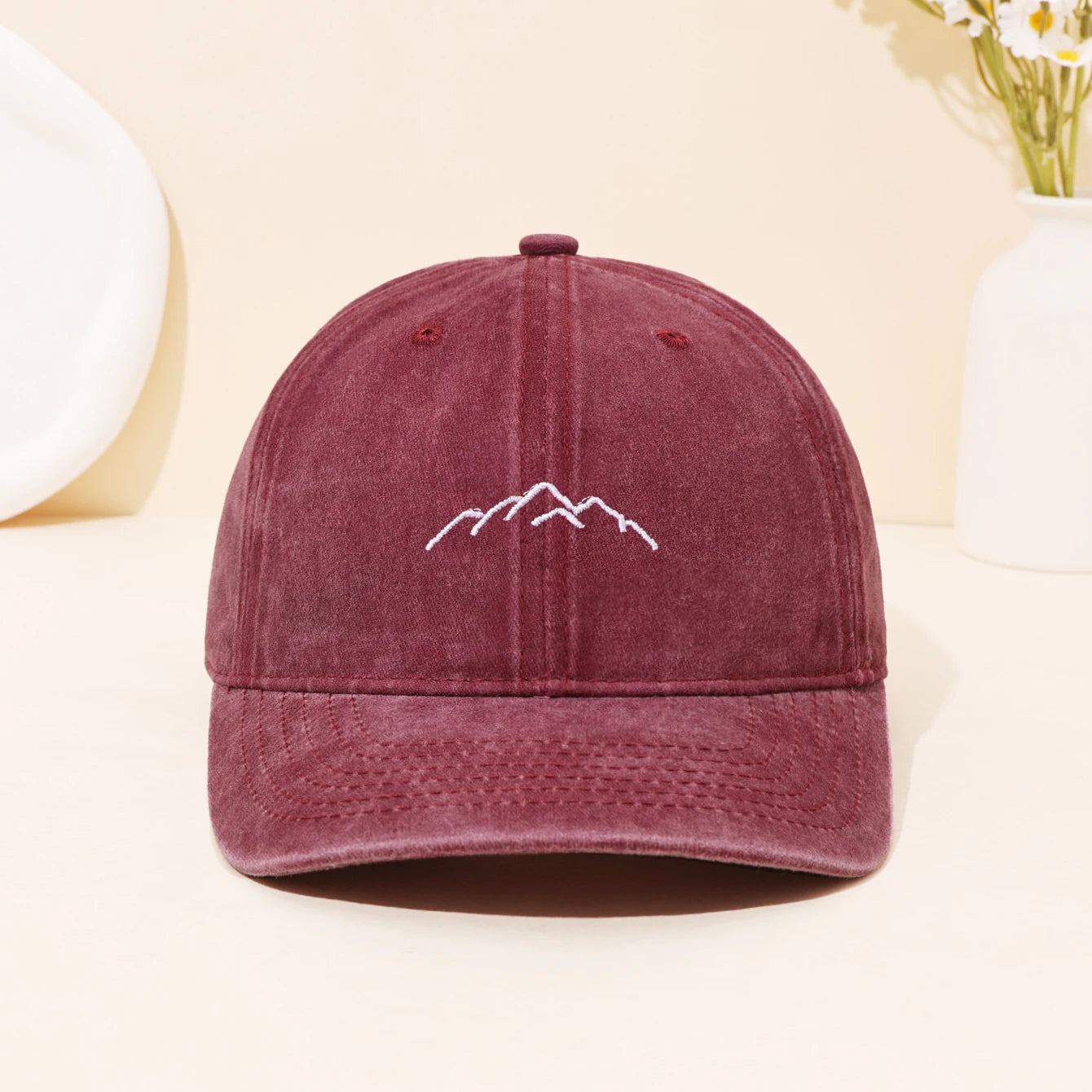 Retro Washed Mountain Embroidered Duckbill Cap