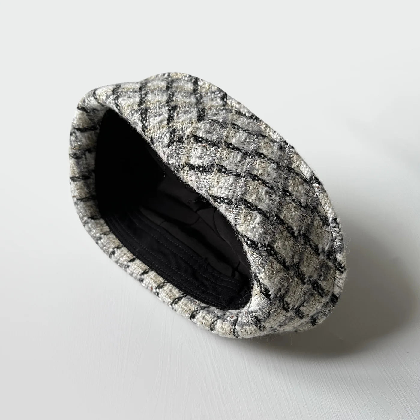 Plaid Turned-Brim Bucket Hat