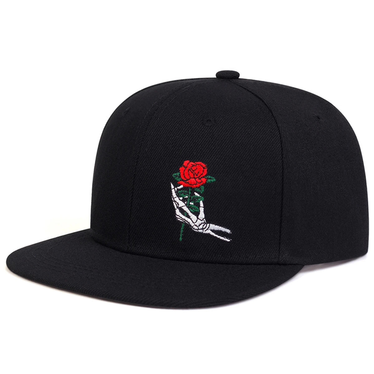 Unisex Skeleton Finger Embroidery Snapback Cap