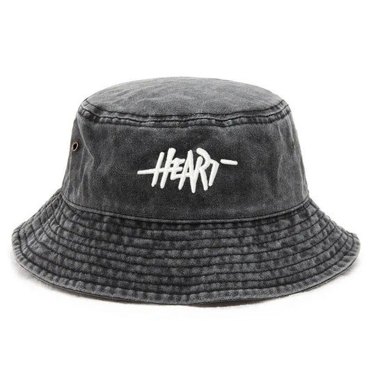 Unisex Heart Design Vintage Bucket Hat