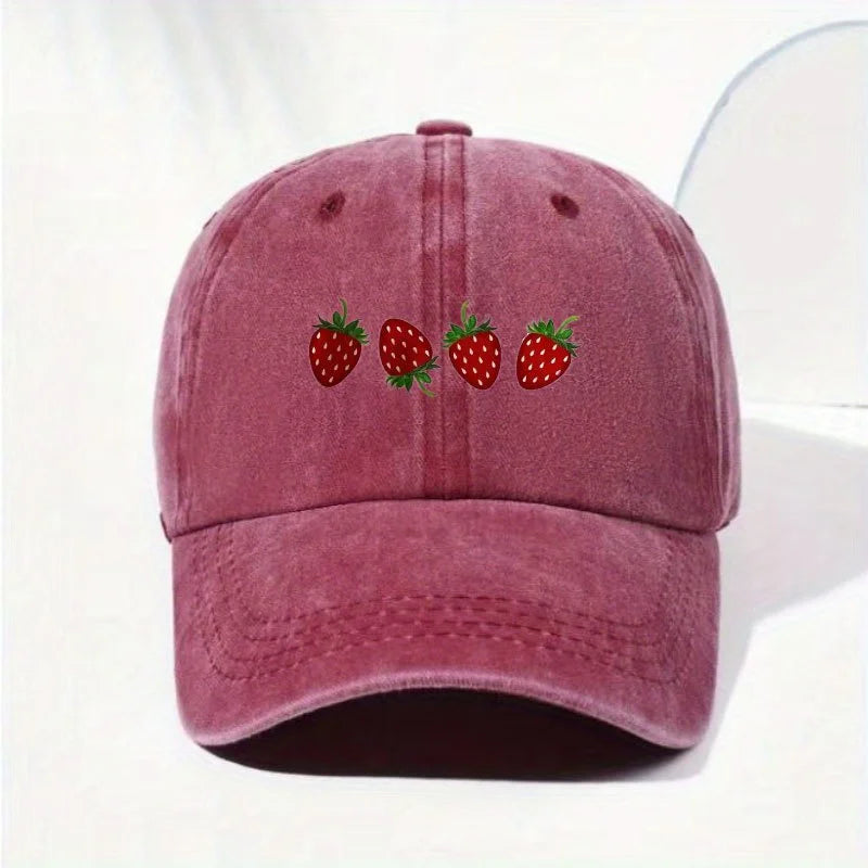 Strawberry Printed Adjustable Duckbill Baseball Hat