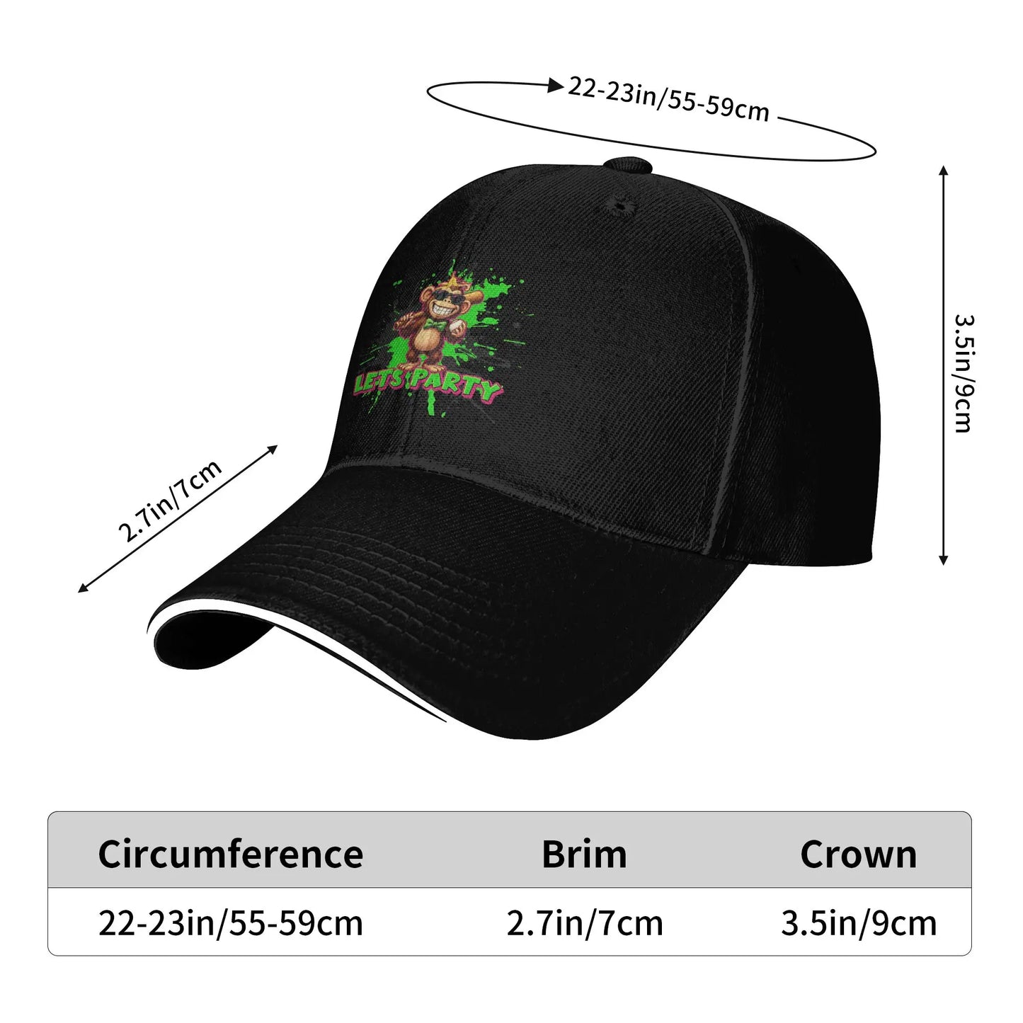 Party Animals Graphic Casual Outdoor Baseball Cap