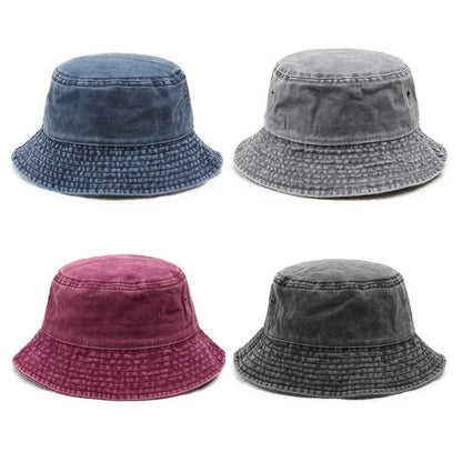 Vintage Washed Denim Foldable Bucket Hat