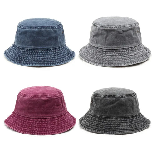 Vintage Washed Denim Foldable Bucket Hat