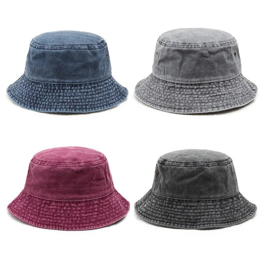 Vintage Washed Denim Foldable Bucket Hat