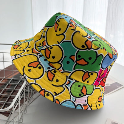 Cartoon Duck Printed Reversible Bucket Hat