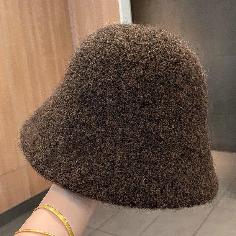 Vintage Wool Foldable Fisherman Bucket Hat Women