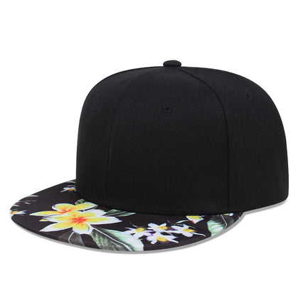 Colorful Flower Pattern Straight Brim Snapback Baseball Hat