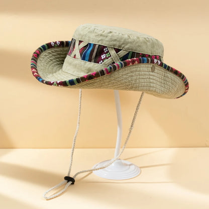 Vintage Western Cowboy Wide Brim Bucket Hat