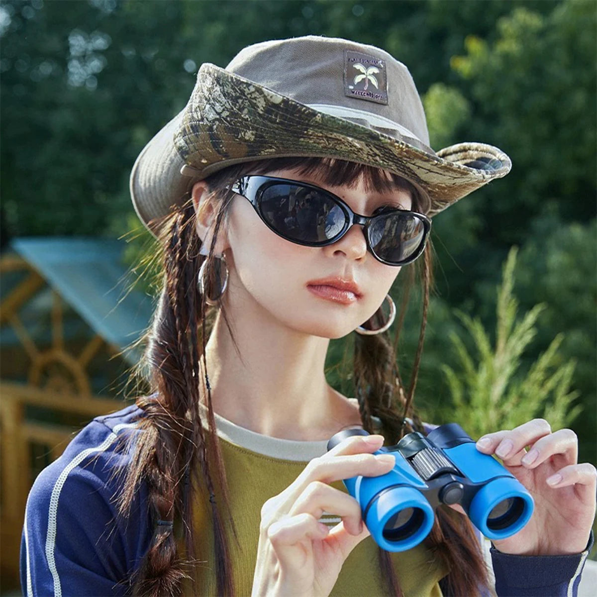 Retro Patch Color Block Bucket Hat