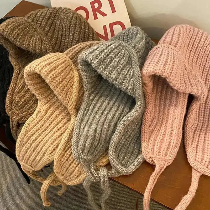 Knitted Wool Ear Protection Winter Bucket Hat