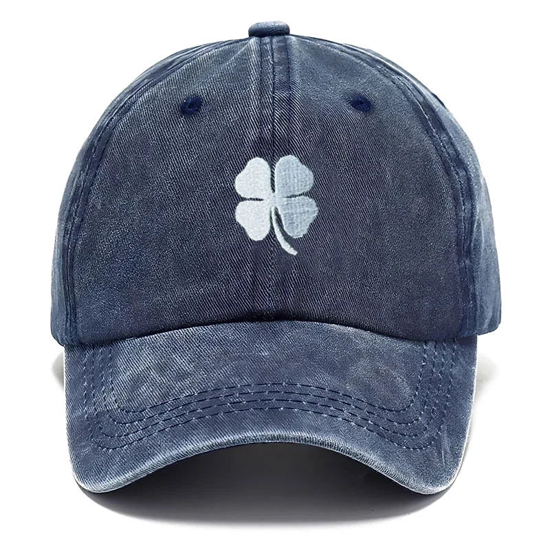 Lucky Clover Embroidery Vintage Washed Cotton Baseball Cap