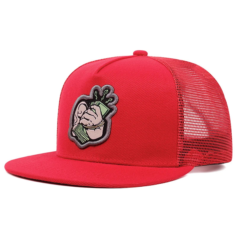 USD Embroidery Mesh Flat Brim Hip Hop Cap
