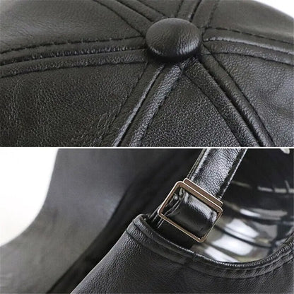 Men Adjustable Leather Winter Baseball Cap