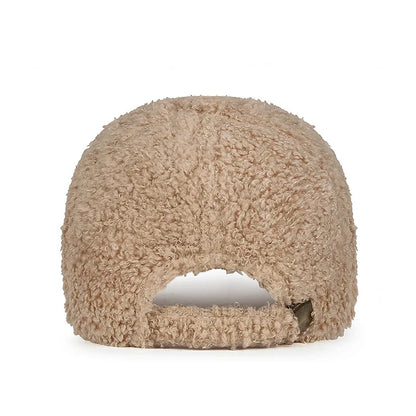 Lamb Plush Warm Embroidered Letter Baseball Hat