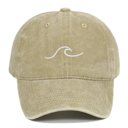 Wave Pattern Embroidered Retro Washed Baseball Cap
