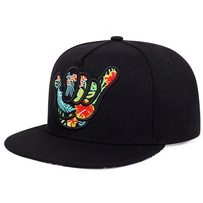 Unisex Colorful Fingers Embroidery Snapback Cap