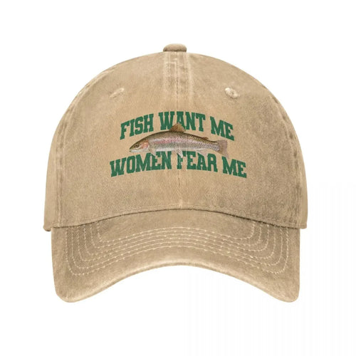 Fear Me Fish Denim Baseball Cap