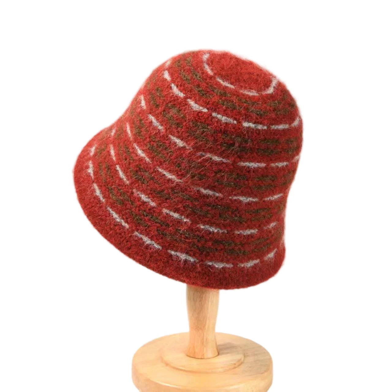 Large Circumference Striped Plush Bucket Hat