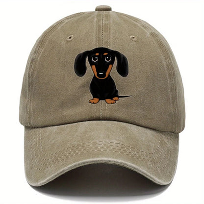 Dachshund Print Retro Washed Baseball Cap