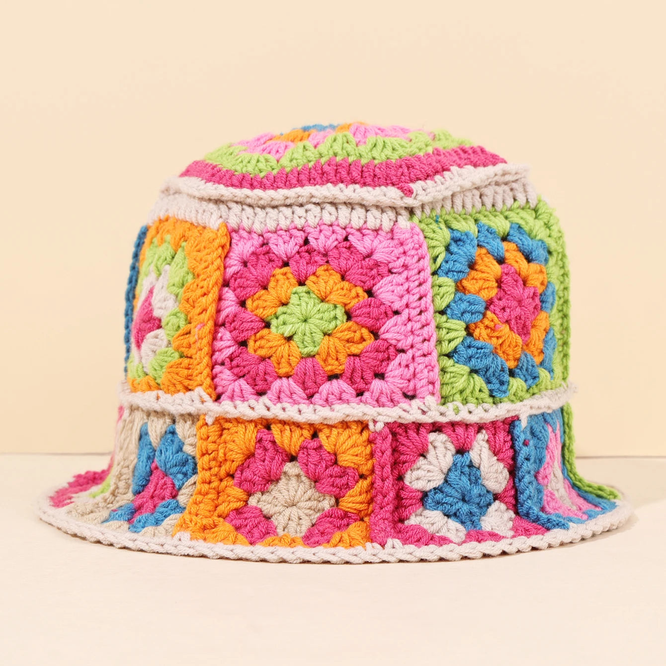 Colorful Retro Floral Woven Bucket Hat