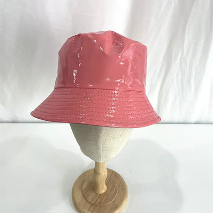 Laser Color Reversible Leather Bucket Hat Men Women