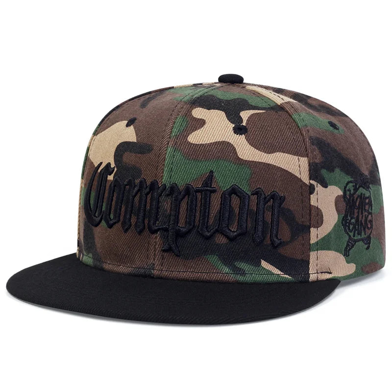 Unisex Compton Embroidery Hip Hop Snapback Cap