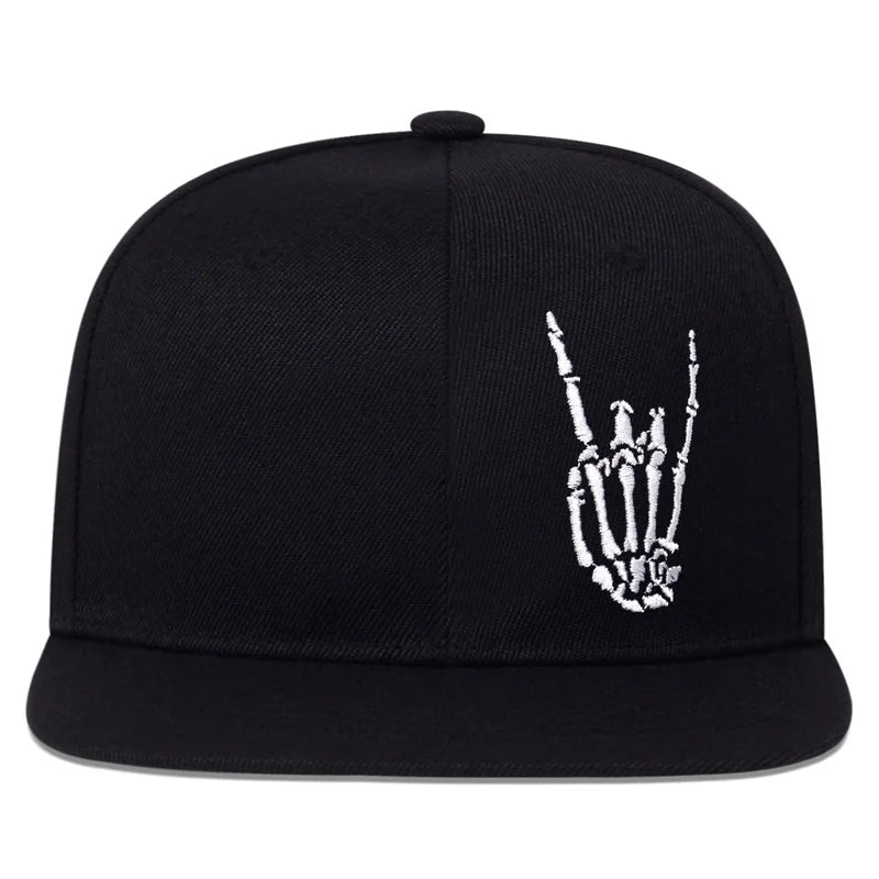 Unisex Skeleton Hand Embroidered Hip Hop Snapback Cap