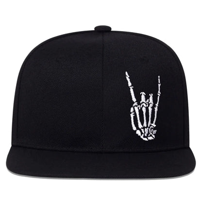 Unisex Skeleton Hand Embroidered Hip Hop Snapback Cap